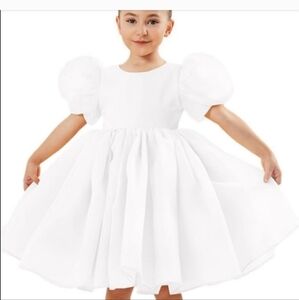 Toddler white puff sleeve dress
